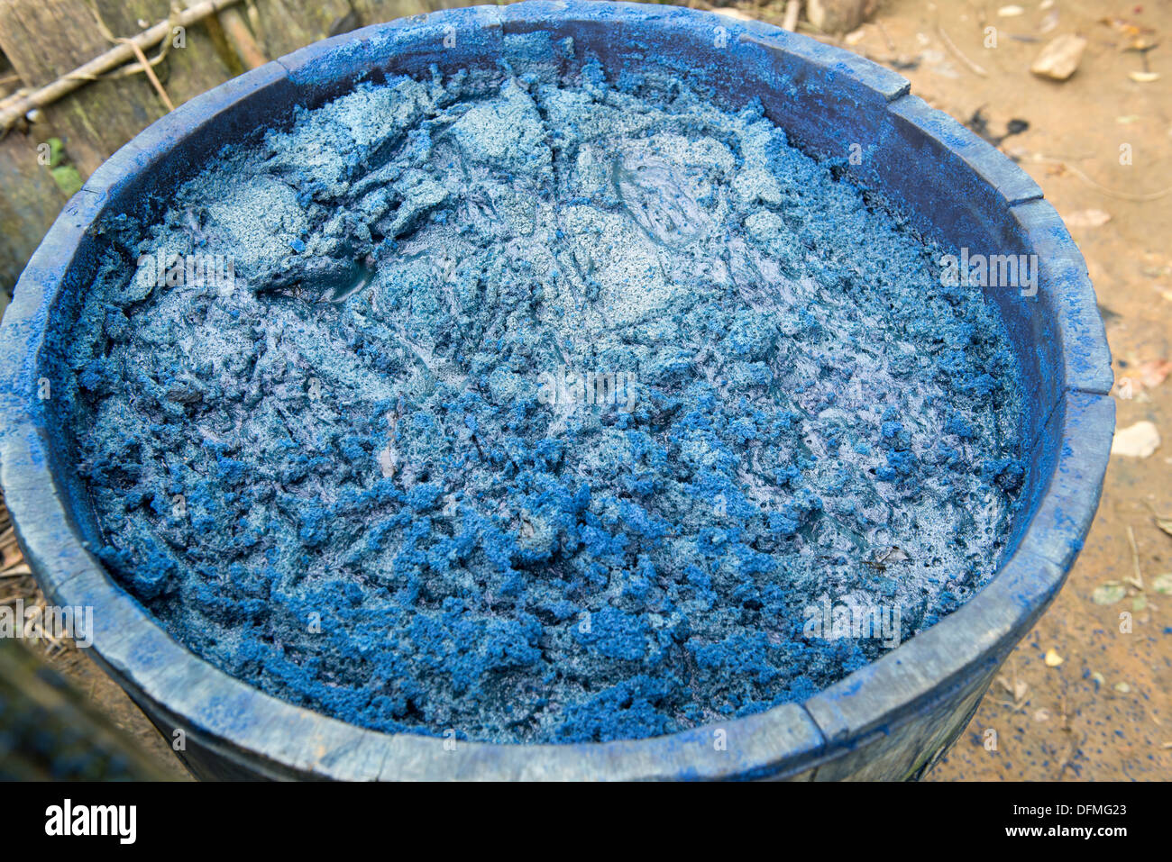 Natural indigo color made by minority group Hmong`s woman, it`s for make color of their traditional cloth, Sa Pa, Vietnam Stock Photo